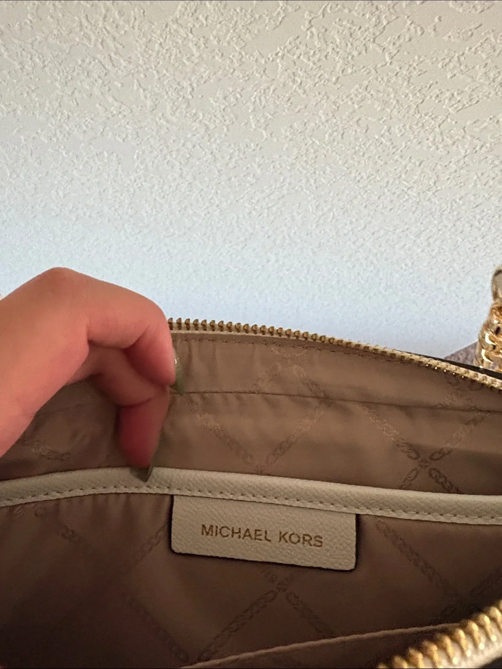 Michael Kors Cream Crossbody with Gold Chain Strap